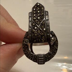 Vintage Marcasite Statement Ring not marked Sterling Silver 925 size 9
